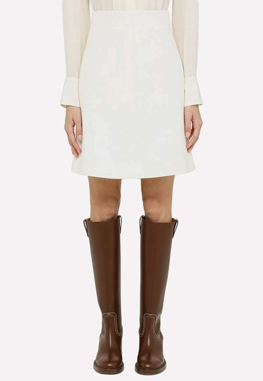 Skirts * | Chloe Wool A-Line Mini Skirt White