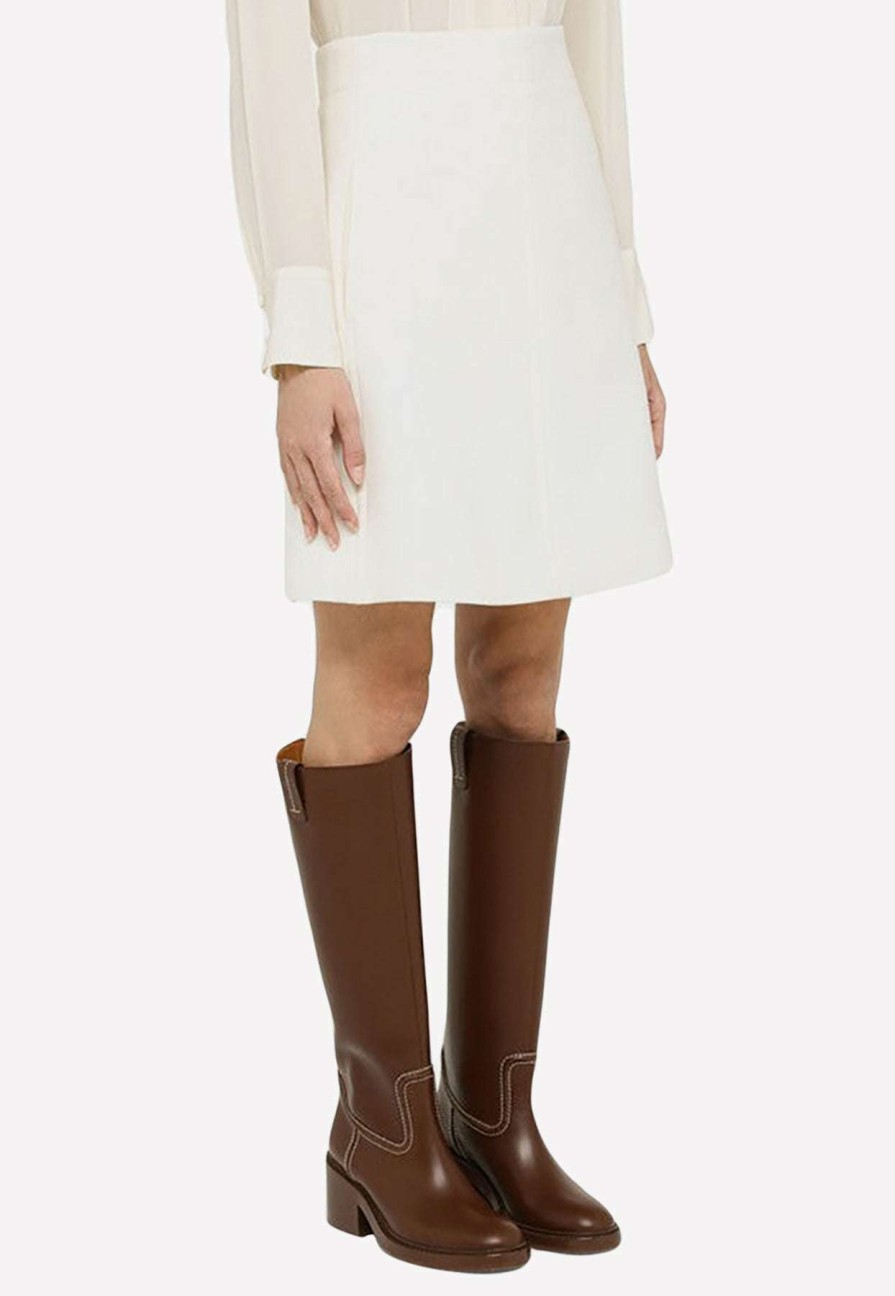 Skirts * | Chloe Wool A-Line Mini Skirt White