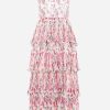 Dresses * | Ganni Floral Print Pleated Smock Midi Dress Multicolor