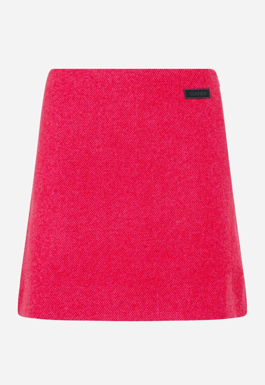 Skirts * | Ganni A-Line Twill Mini Skirt Red