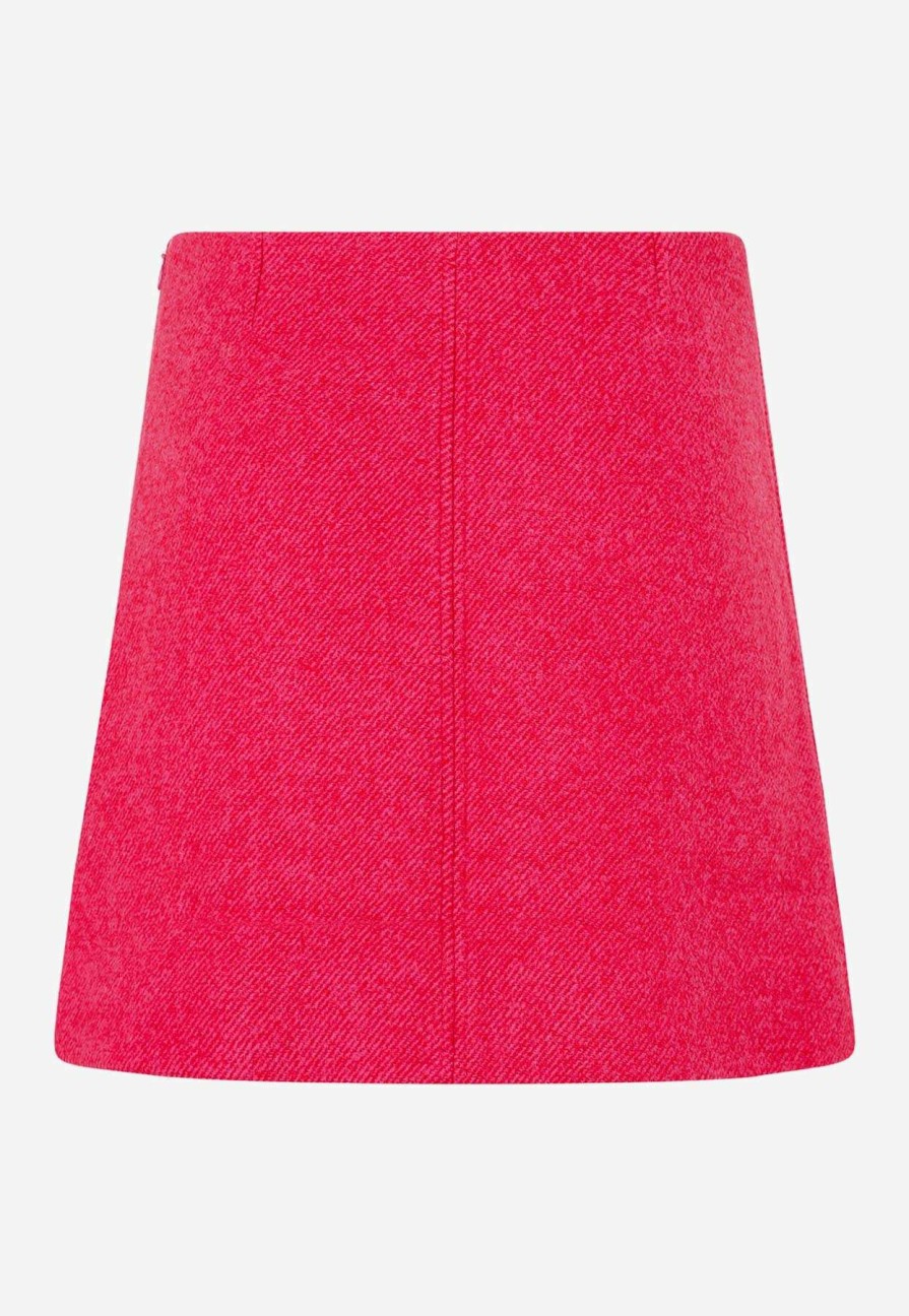 Skirts * | Ganni A-Line Twill Mini Skirt Red