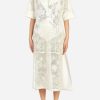 Dresses * | Salvatore Ferragamo Cordonetto Lace Midi Dress White