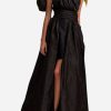 Evening * | Leal Daccarett Isla Negra One-Shoulder Gown Black