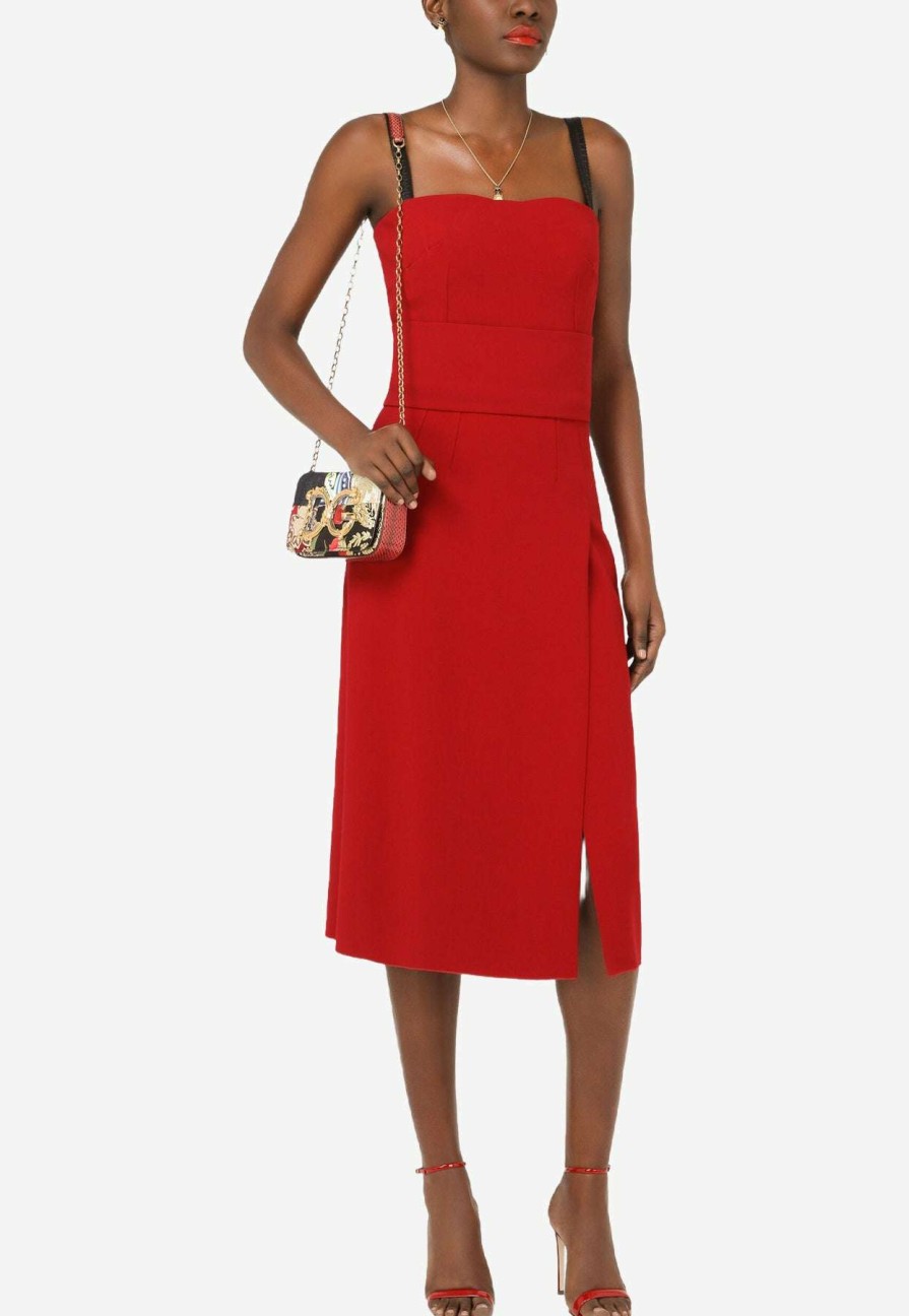 Evening * | Dolce & Gabbana Sleeveless Cady Midi Dress Red