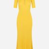 Dresses * | Gabriela Hearst Johanna Henley Short-Sleeved Ruffled Maxi Dress Yellow