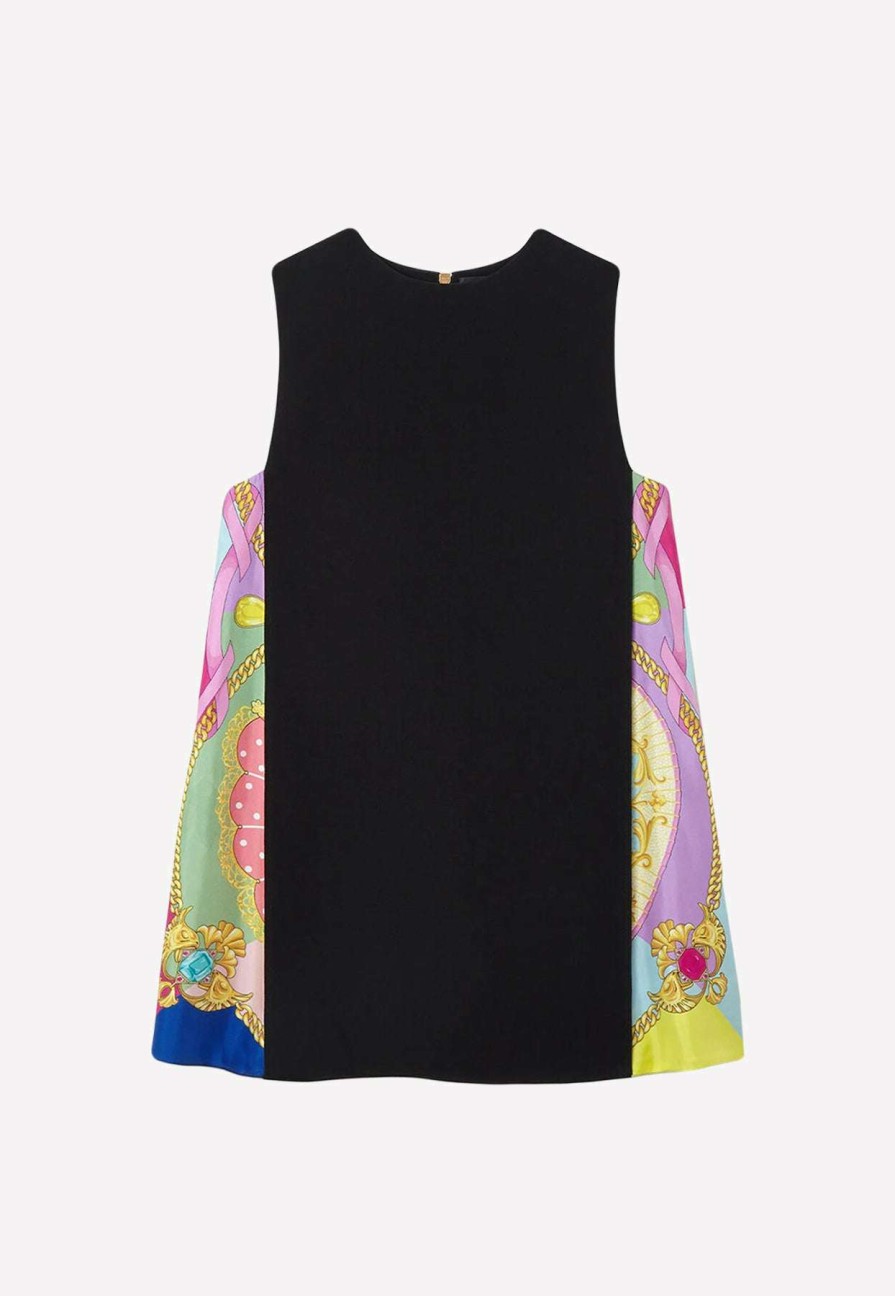 Dresses * | Versace Signature Detail Sleeveless Mini Dress Black