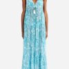 Dresses * | Etro Liquid Paisley Maxi Dress Light Blue