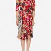 Evening * | Salvatore Ferragamo Printed Jacquard Shirt Dress Red