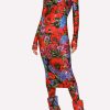 Dresses * | Dolce & Gabbana Meadow Print High-Neck Midi Dress Multicolor