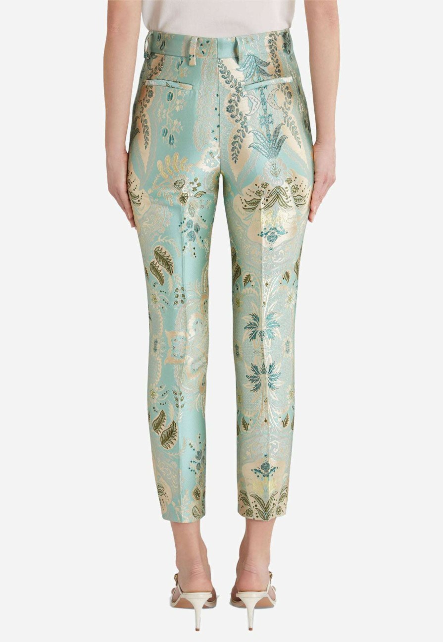 Evening * | Etro Floral Jacquard Tailored Pants Mint