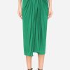 Skirts * | Dolce & Gabbana High-Waist Draped Silk Skirt Green