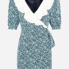 Dresses * | Alessandra Rich Floral Print Mini Dress In Silk Navy