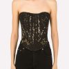 Evening * | Dolce & Gabbana Lace Detail Bustier Cropped Top Black