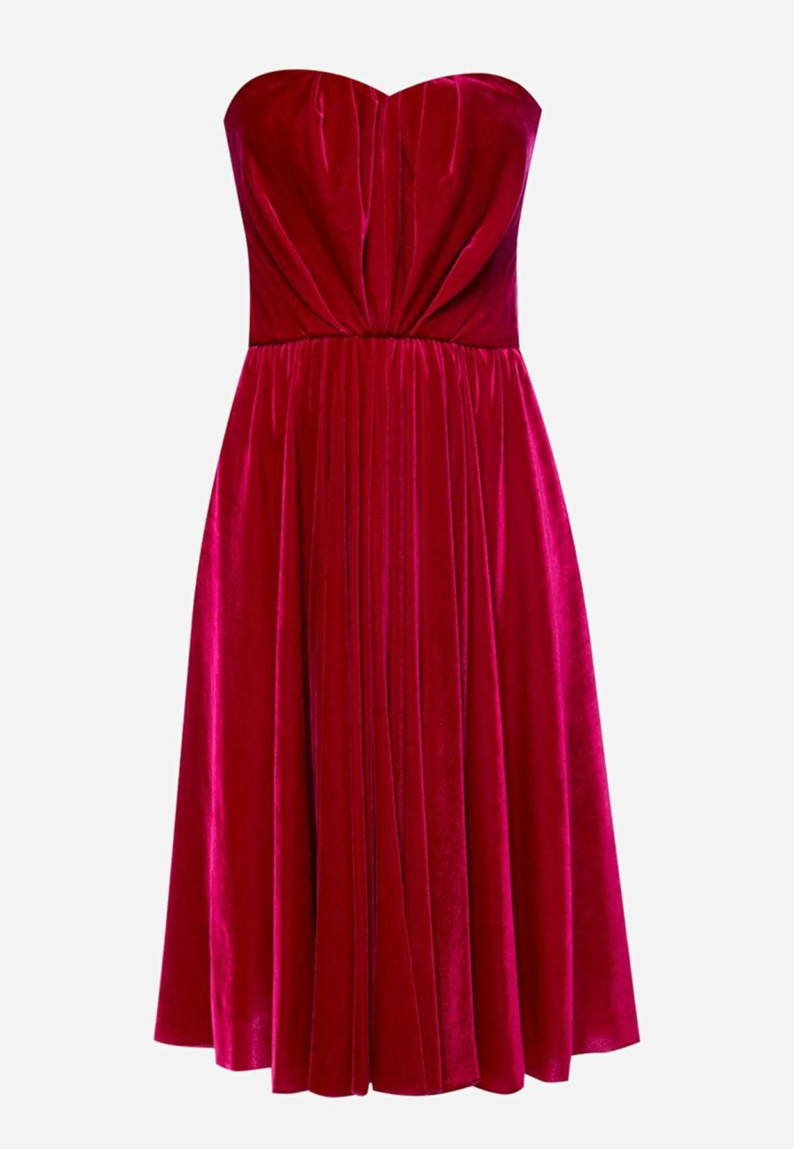 Evening * | Dolce & Gabbana Strapless Velvet Corset Dress Red