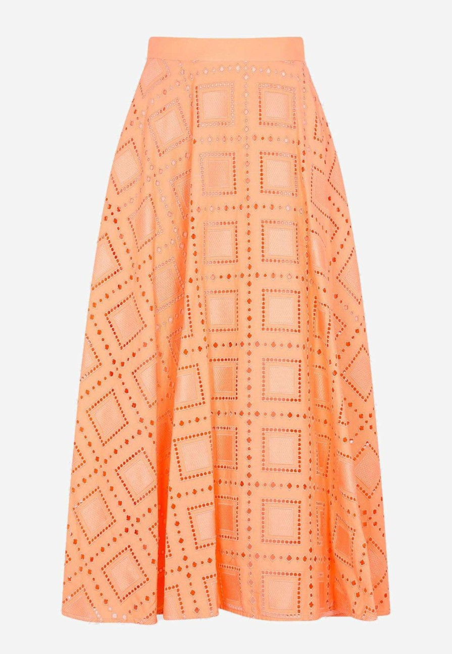 Skirts * | Msgm Flared Midi Skirt Orange