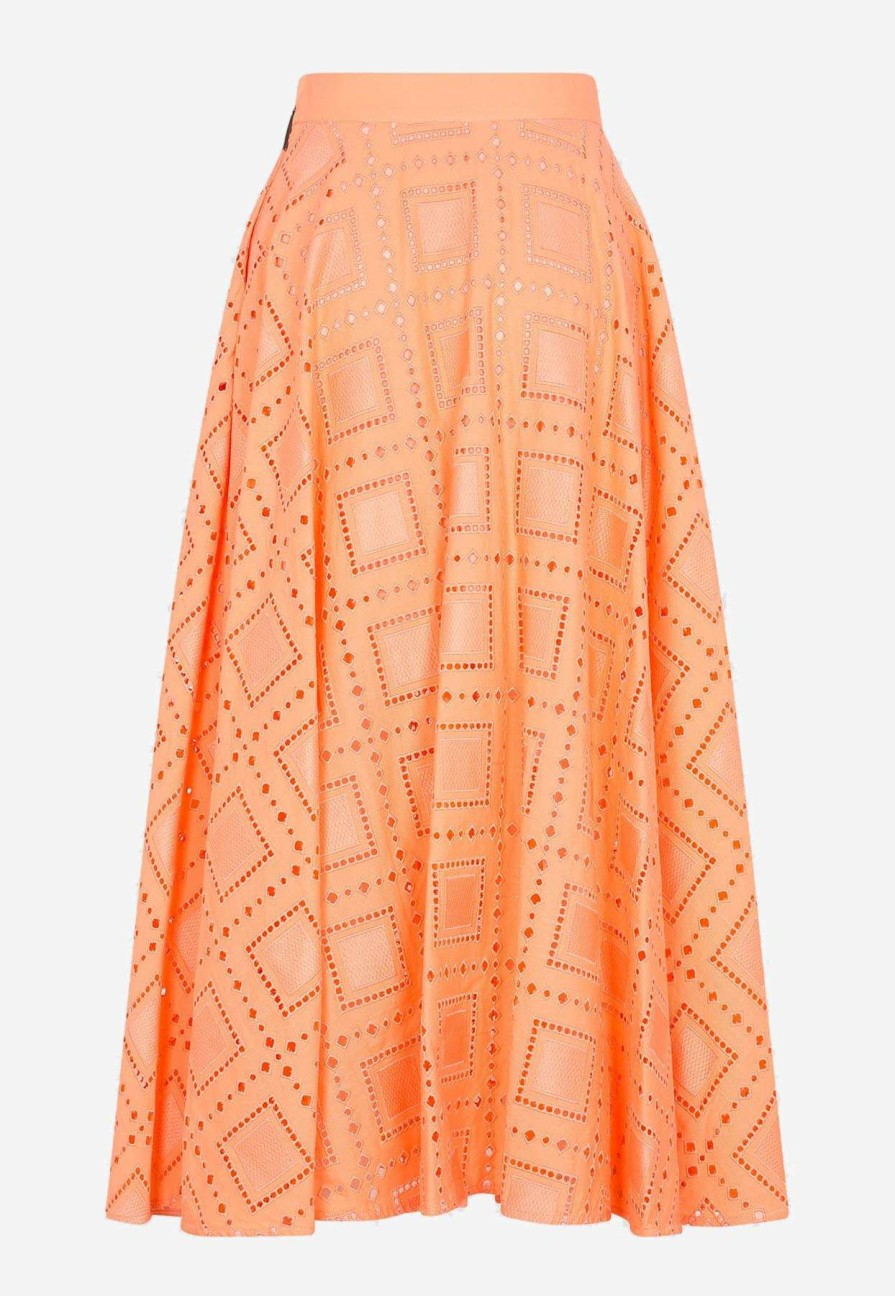 Skirts * | Msgm Flared Midi Skirt Orange