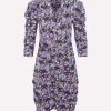 Dresses * | Isabel Marant Celina Floral Print Silk Dress Purple