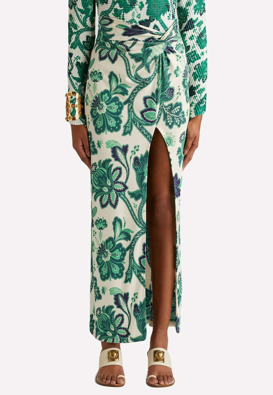 Skirts * | Etro Tree Of Life Maxi Sarong Skirt Green