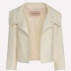 Evening * | Valentino Flower Embroidered Crepe Jacket Ivory