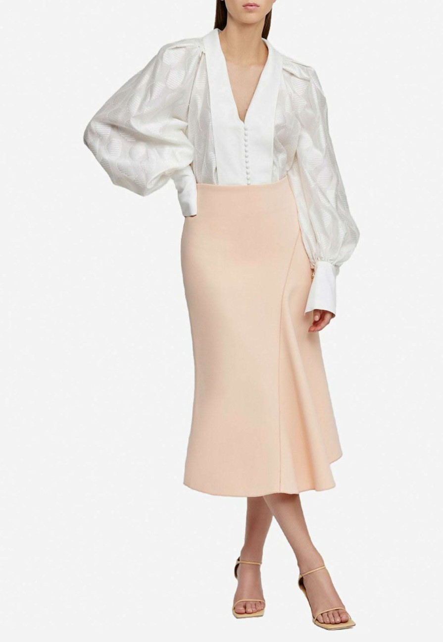 Skirts * | Acler Raven Flared Midi Skirt Peach