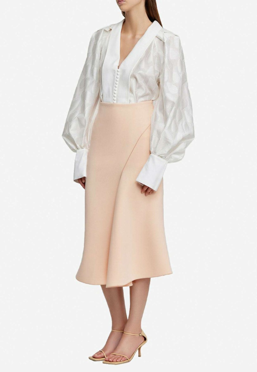 Skirts * | Acler Raven Flared Midi Skirt Peach