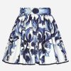 Skirts * | Dolce & Gabbana Majolica Print Pleated Mini Poplin Skirt Blue