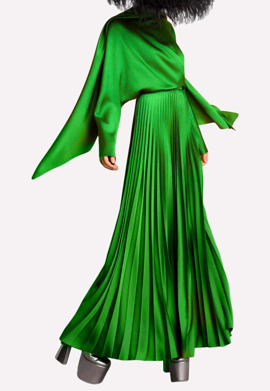 Skirts * | Solace London Henley Pleated Crepe Maxi Skirt Green