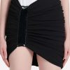 Skirts * | Balmain Asymmetric Ruched Mini Skirt Black