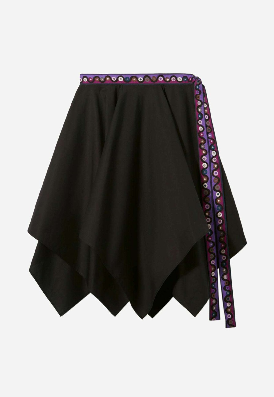 Skirts * | Emilio Pucci Asymmetric Mini Skirt Black