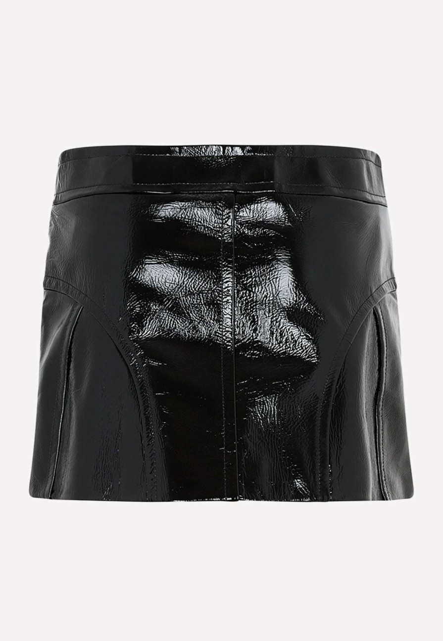 Skirts * | Khaite Keene Zipped Mini Skirt In Leather Black