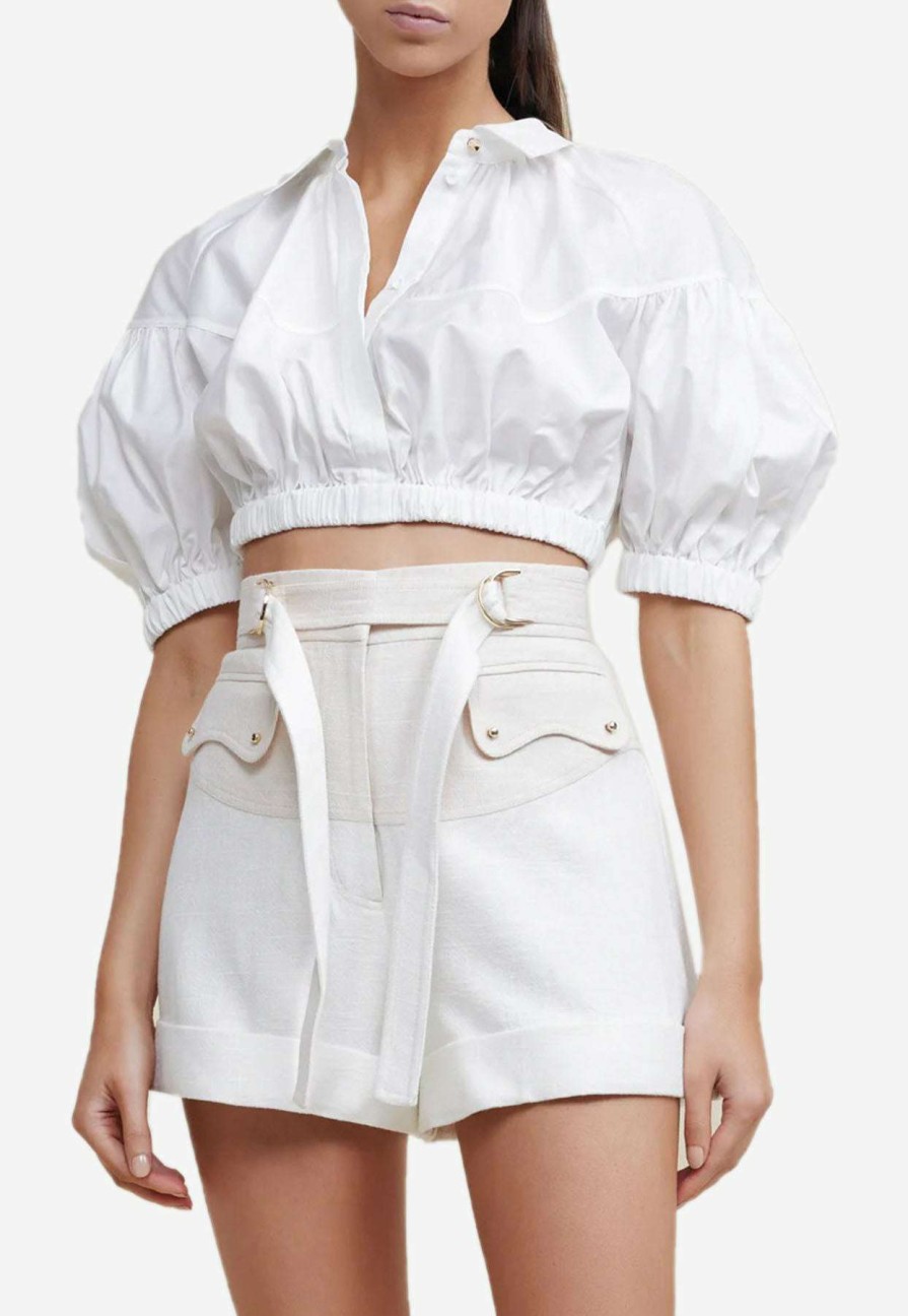 Shorts * | Acler Abbots High-Waist Shorts White