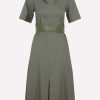 Dresses * | Loewe Belted Midi Dress Olive