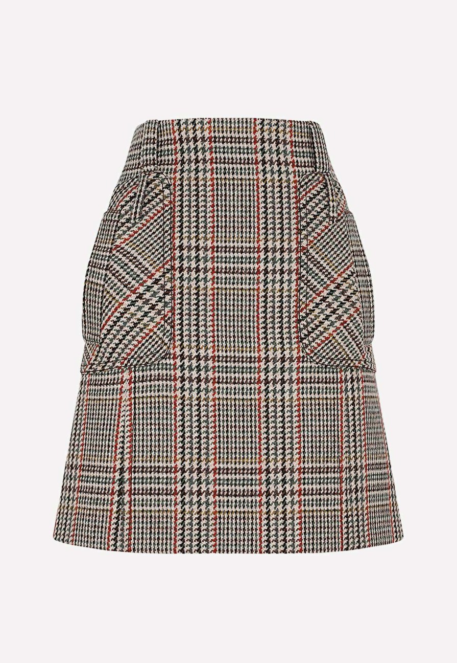 Skirts * | Miu Miu Mini Checked Skirt Multicolor