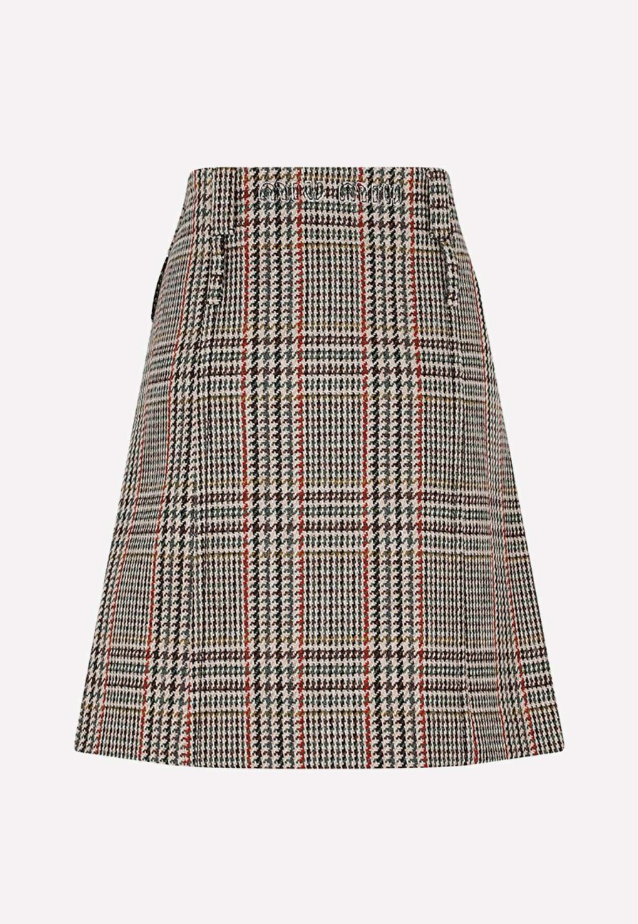 Skirts * | Miu Miu Mini Checked Skirt Multicolor