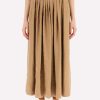 Skirts * | Chloe High-Waist Pleated Midi Skirt Brown