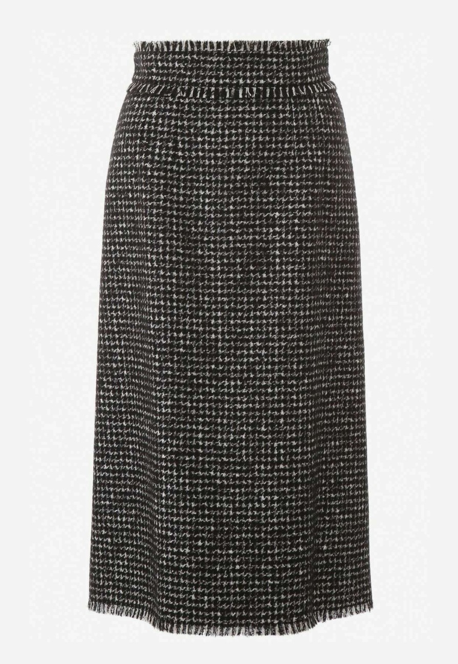 Skirts * | Dolce & Gabbana Houndstooth Midi Skirt Gray