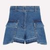 Shorts * | Sacai Denim Cargo Shorts Blue