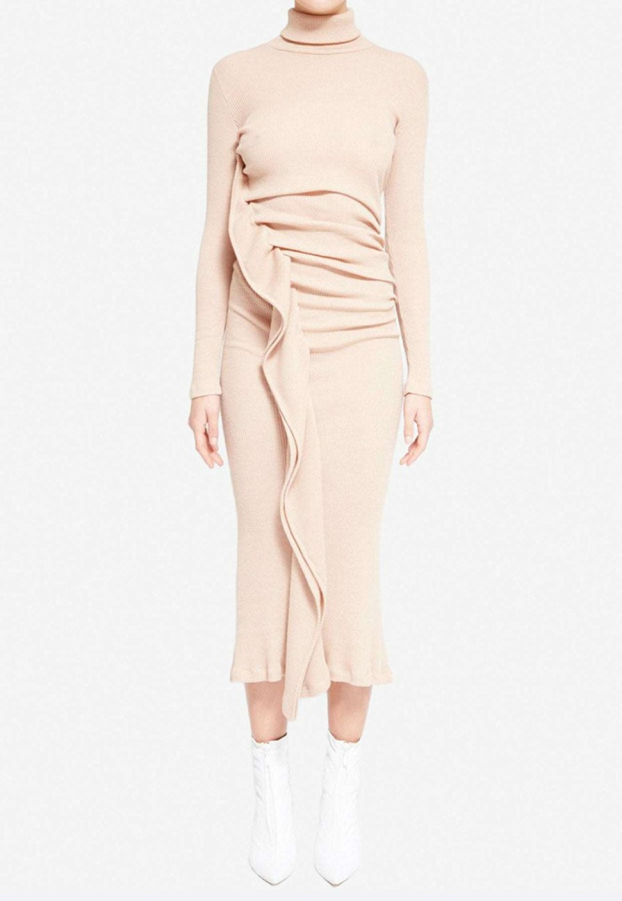 Dresses * | Mm6 Maison Margiela Fitted Midi Dress Nude