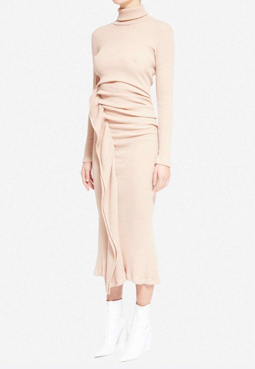 Dresses * | Mm6 Maison Margiela Fitted Midi Dress Nude