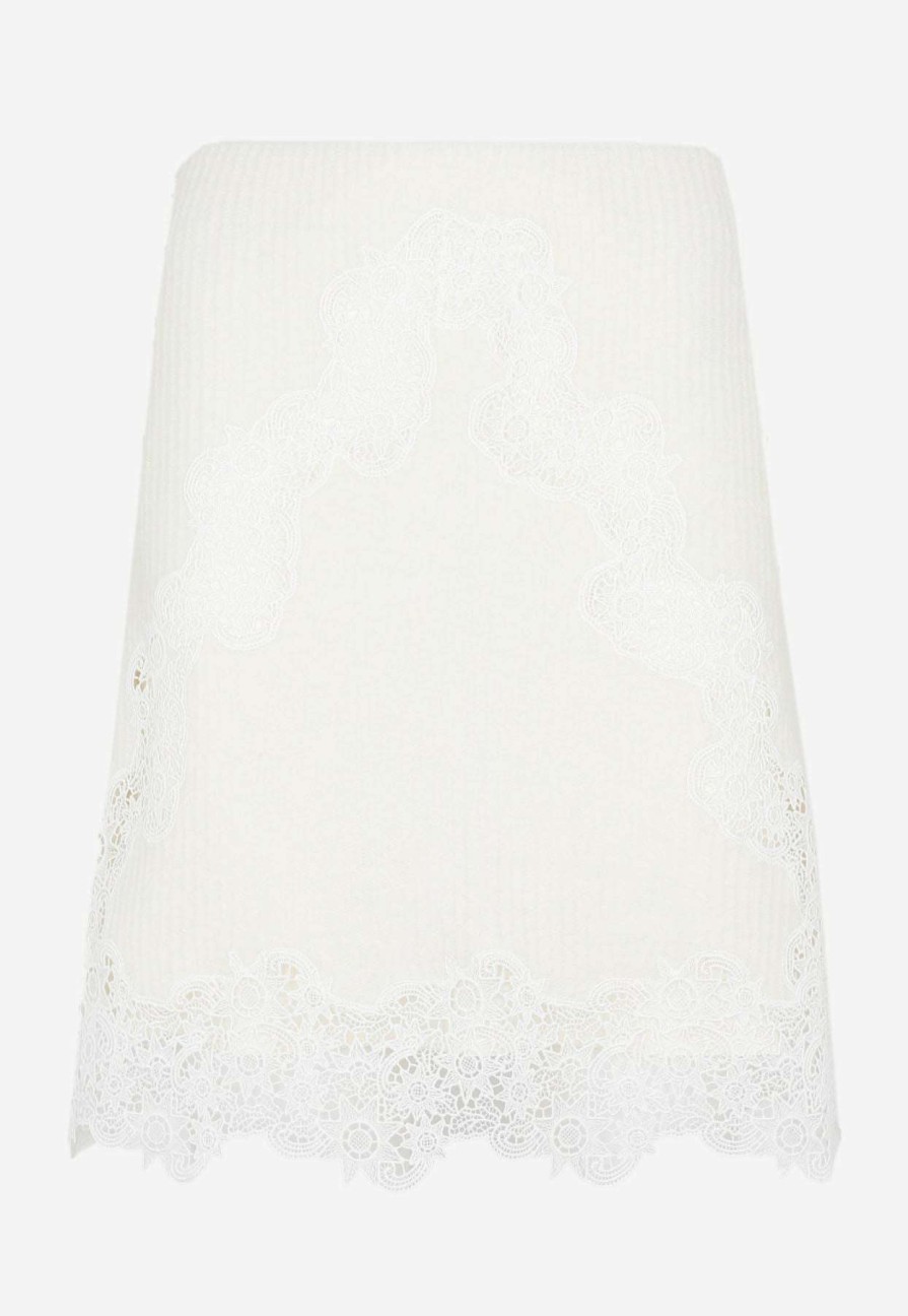 Skirts * | Chloe Flared Lace-Trimmed Mini Skirt White