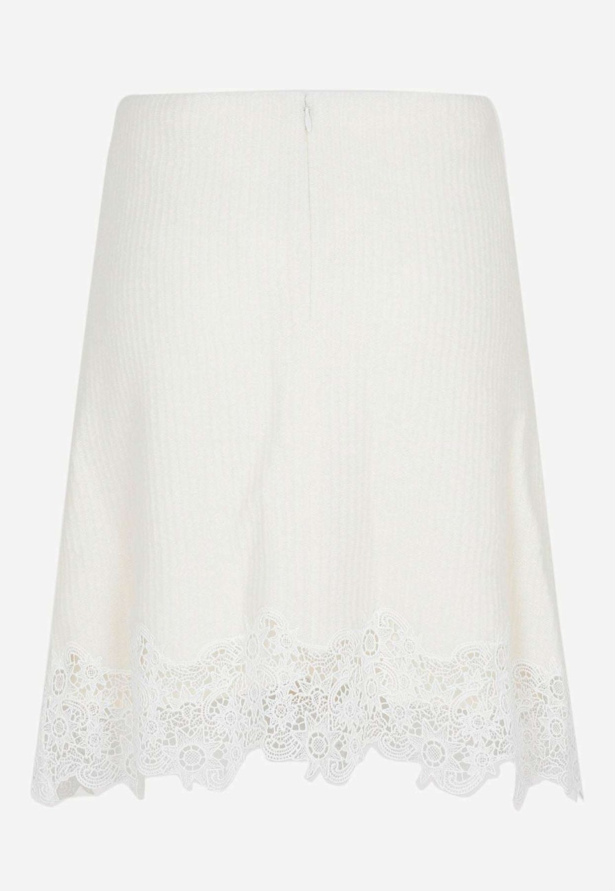 Skirts * | Chloe Flared Lace-Trimmed Mini Skirt White