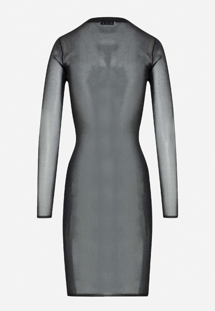 Evening * | Alaia Transparent Voile Mini Dress Black