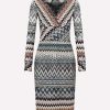 Dresses * | Missoni Chevron Pattern Knitted Dress Multicolor