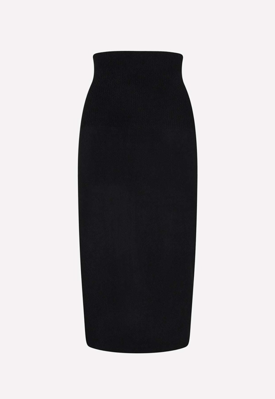 Skirts * | Victoria Beckham High-Rise Midi Skirt Black