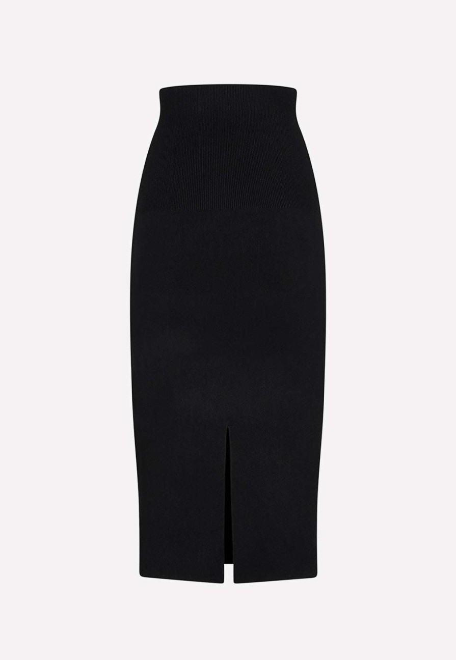 Skirts * | Victoria Beckham High-Rise Midi Skirt Black