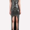 Dresses * | Balmain Crystal-Embellished Asymmetric Gown Silver