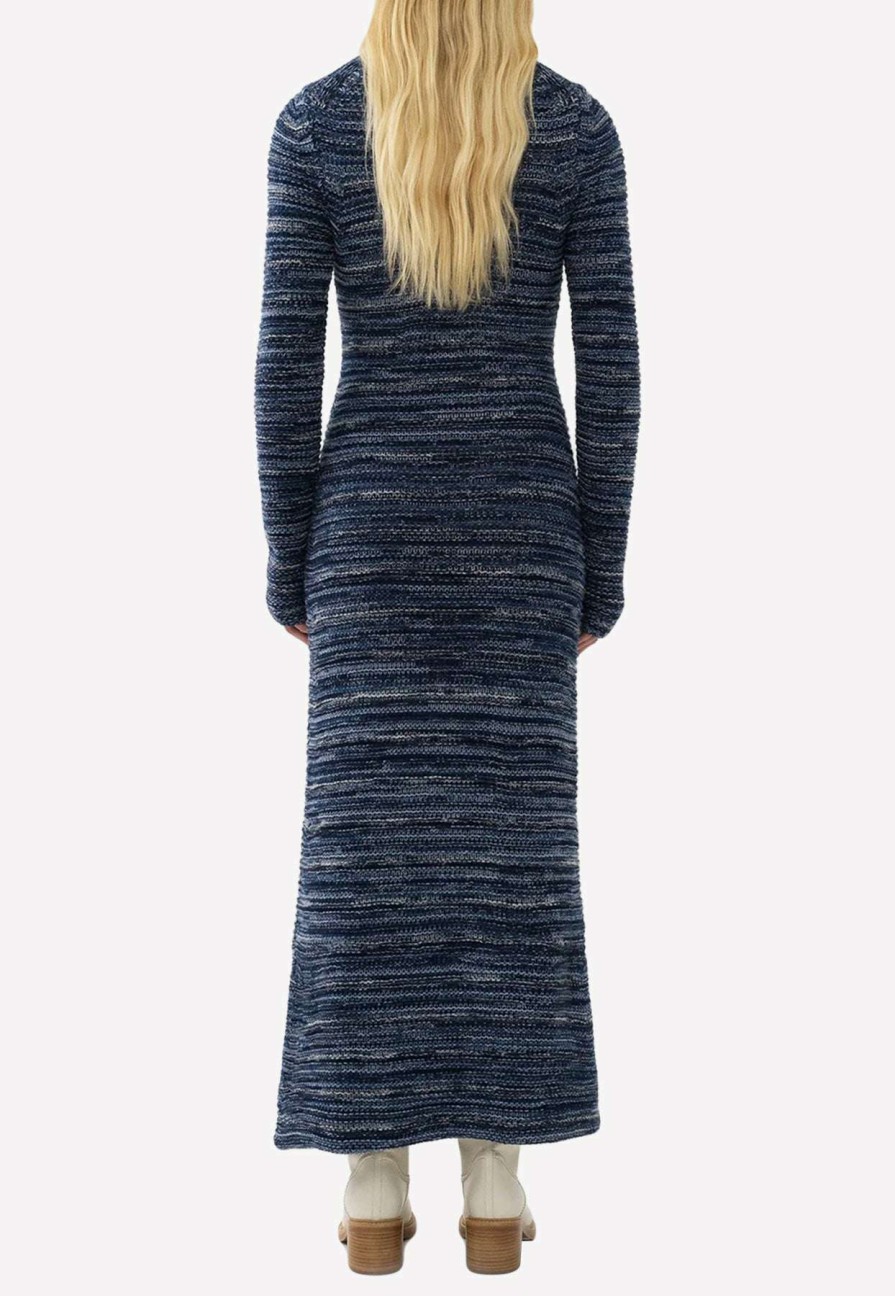 Dresses * | Chloe Cashmere Knit Fitted Maxi Dress Blue