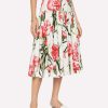 Skirts * | Dolce & Gabbana Carnation Print Pleated Midi Skirt Multicolor