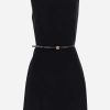 Dresses * | Versace Belted Sleeveless Mini Cady Dress Black