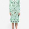 Evening * | Emilio Pucci Cyprea Print Marilyn Belted Dress Mint